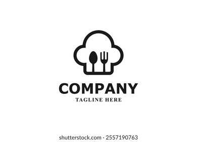 restaurant logo with chef hat and fork spoon