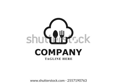 restaurant logo with chef hat and fork spoon