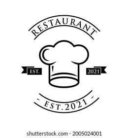 Restaurant Logo With Chef Hat Illustration Vector. 
