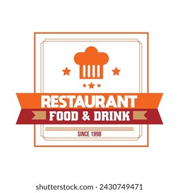 Logotipo de restaurante con sombrero de chef y muchas estrellas .