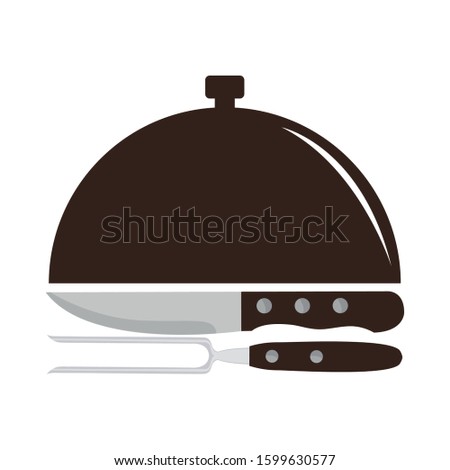 Restaurant logo. Cober plate with knife ans fork - Vector illustration