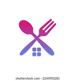 restaurant logo combination of cutlery and window. very suitable for your restaurant logo