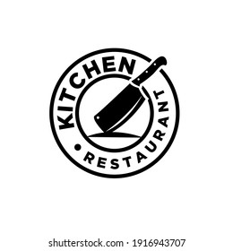 Restaurant logo concept butcher knife template vector object for logotype or badge Design. premium retro vintage style Knifes cross inside the triangle silhouette illustration isolated design.	
