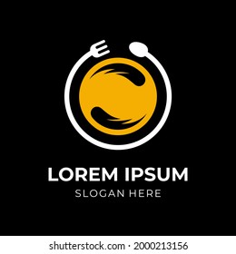 Logo-Konzept des Restaurants im Farbstil von flach gelb und weiß