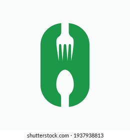 
restaurant logo with cutlery and tray concept