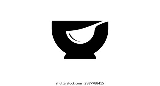 restaurant logo design with a bowl and soup spoon icon.