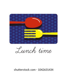 Restaurant logo design client card design with spoon and fork  vector illustration