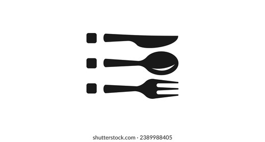 Restaurant Logo Design mit einer Kombination aus Speisekarte und Geschirr.