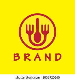 Das Restaurant Logo-Design mit einer Kombination aus Löffel- und Gabelgegenständen. Vektorgrafik