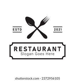 Restaurant Logo Design Eat House Fork and Spoon Logotype