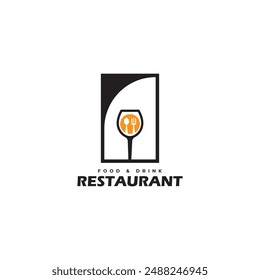 Restaurant Logo Design, Fork, Spoon and Glass Restaurant Logo Type