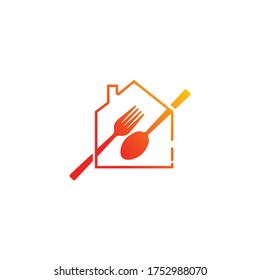 Restaurant logo design idea with kitchen symbol.