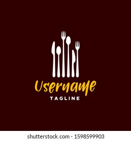 restaurant logo design inspiration . cutlery logo design template . vintage foodcourt logo design . foodland logo design