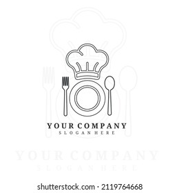 restaurant logo design line art vector illustration design creative nature minimalist monoline outline linear simple modern