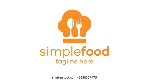 restaurant logo design negative space spoon and fork in chef hat