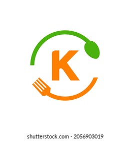 Restaurant Logo Design On Letter K Stock Vector (Royalty Free) 2056903019