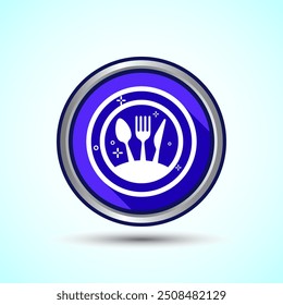Restaurant logo design with plate fork spoon and knife icon in a modern circular badge