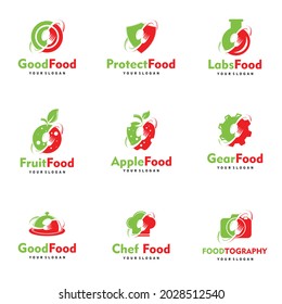 Restaurant Logo Design, Spoon and Fork, Chef Logo Design Concept, fruit, plate, camera, Food Set Logo Design Vector Template