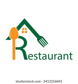 diseño del logotipo del restaurante con cuchara y tenedor