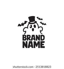 Plantilla de diseño de logotipo de restaurante con un fantasma en el logotipo