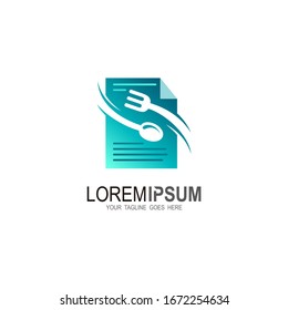 Restaurant logo design template, Menu logo with cutlery 