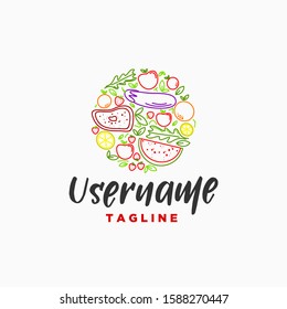 restaurant logo design template . mix food logo design template . green food logo . beverage . vegetaarian healthy food logo