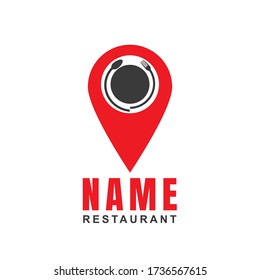 Restaurant logo design template with spoon, fork, and cutlery shape. Minimalist flat icon Cooking culinary concept. Element graphic vector illustration for label catering, chef branding, canteen