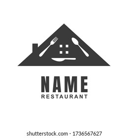 Plantilla de diseño del logotipo del restaurante con forma de cuchara, tenedor y cubiertos. Icono plano minimalista Concepto culinario de cocina. Ilustración vectorial gráfica de elemento para la restauración de etiquetas, marca de chef, comedor