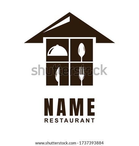 Restaurant logo design template with spoon, fork, and cutlery shape. Minimalist flat icon Cooking culinary concept. Element graphic vector illustration for label catering, chef branding, canteen