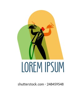 restaurant logo design template. waiter or menu icon.
