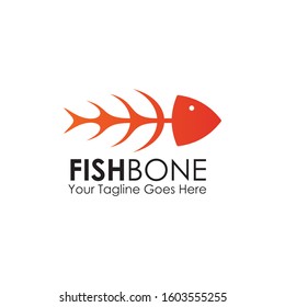 Restaurant logo design with using fish bone graphic icon illustration template