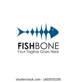 Restaurant logo design with using fish bone graphic icon illustration template
