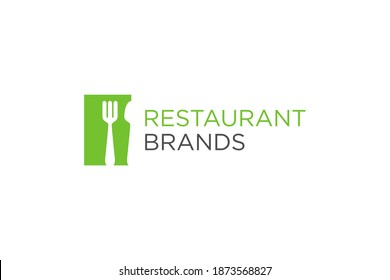 Restaurant logo design utensils element, spoon fork and grill icon minimalist modern brand identity.