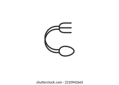 Das Restaurant Logo Design ist mit Elementen, Löffelgabel und Grillsymbol minimalistisch moderner Markenidentität ausgestattet.