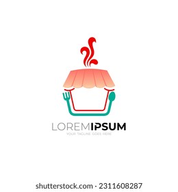 Restaurant logo design vector, cutlery icon template