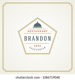 Restaurant logo design vector illustration. Tray silhouette, good for restaurant menu and cafe badge. Vintage typography emblem template.