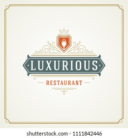 Restaurant logo design vector illustration. Spoon silhouette, good for restaurant menu and cafe badge. Vintage typography emblem template.