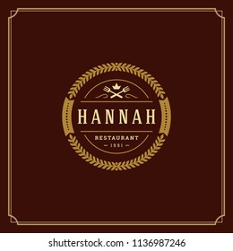 Restaurant logo design vector illustration. Fork silhouette, good for restaurant menu and cafe badge. Vintage typography emblem template.
