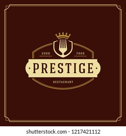 Restaurant logo design vector illustration. Fork silhouette, good for restaurant menu and cafe badge. Vintage typography emblem template.