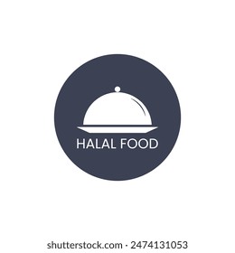 Restaurant logo design vector illustration. Platter icon vector. Halal Food.