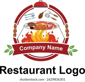 Ilustración vectorial de diseño de logotipo de restaurante de fondo blanco