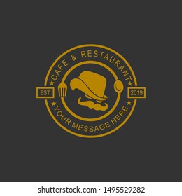 Restaurant logo with design vintage, kitchen logo vector