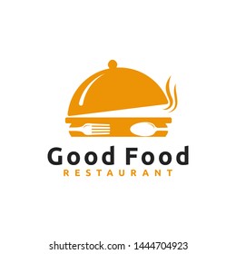 Restaurant logo with dish, spoon and fork combination