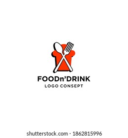 Logo del restaurante con forma de bebida. Acompañado por el objeto de una cuchara y un tenedor. concepto de logotipo inspirador. bueno para el negocio de la comida y otros