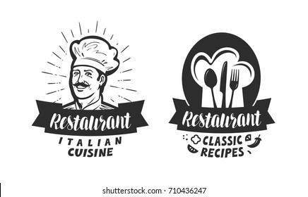 Restaurant Logo. Eatery, Diner, Bistro Label. Lettering Vector Illustration