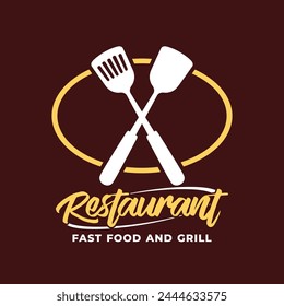 Restaurant Logo Elegant Stylized with Cuttlery Silhouette