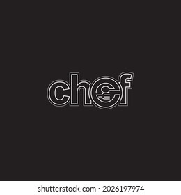Restaurant logo featuring spoon and fork icons integrated within the word "Chef," designed in a modern line style to convey elegance, creativity, and a contemporary culinary identity.