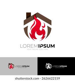 Logotipo de restaurante e combinação de design de fogo, logotipos de construção