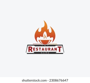 Restaurant logo, fire, icon, spun, bbq, barbeque, pot, logo vectors