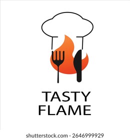  Restaurant Logo with Flame and Chef Hat
